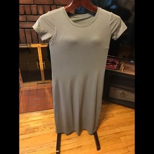 Simple padded cotton summer dress khaki colour used once
